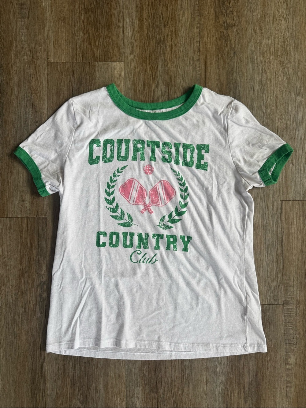 Women’s Pickleball Courtside Country Club Ringer T-Shirt - size Large